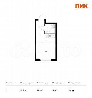Квартира-студия, 21.2 м², 11/33 эт.